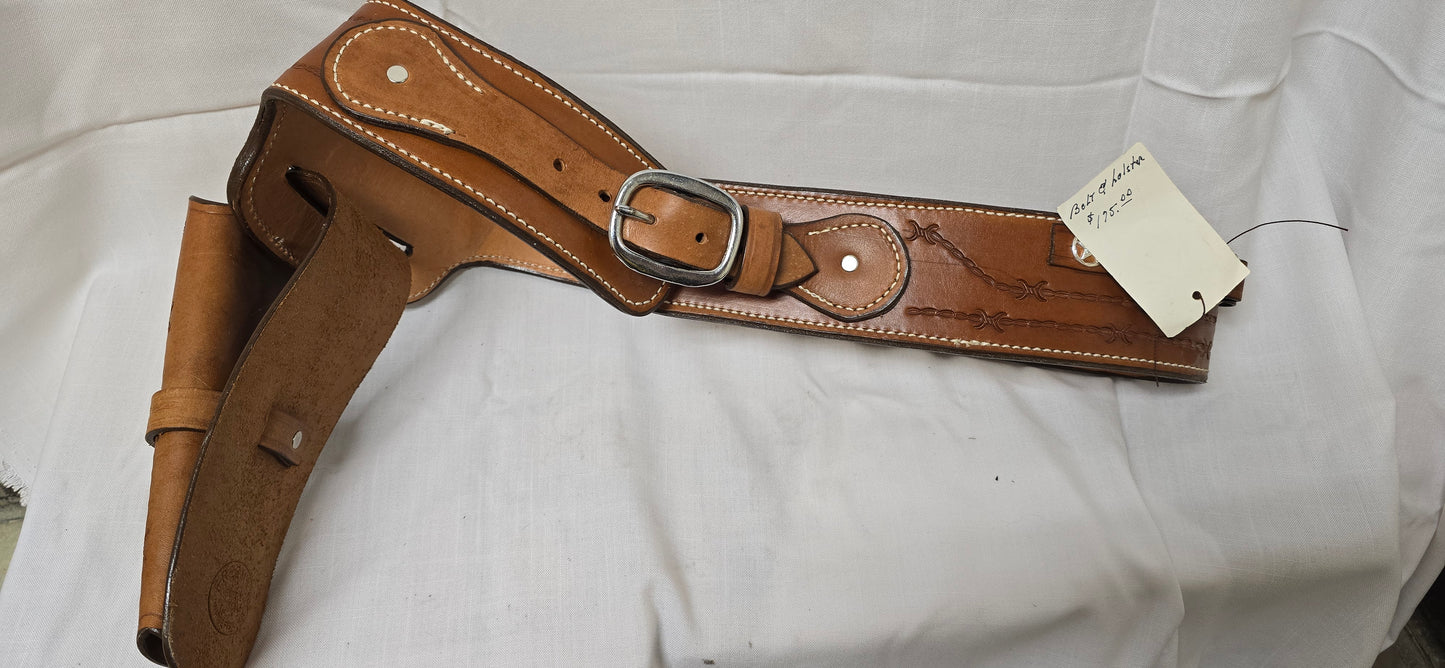 Belt and Holster with Barbed wire detail